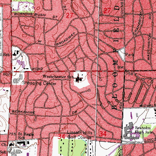 Topographic Map of Westchester School, MI