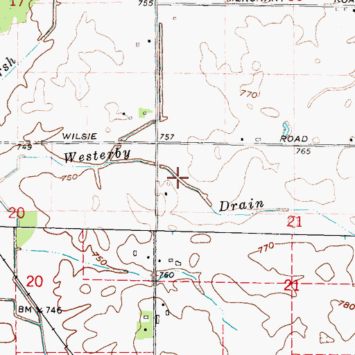 Topographic Map of Westerby Drain, MI