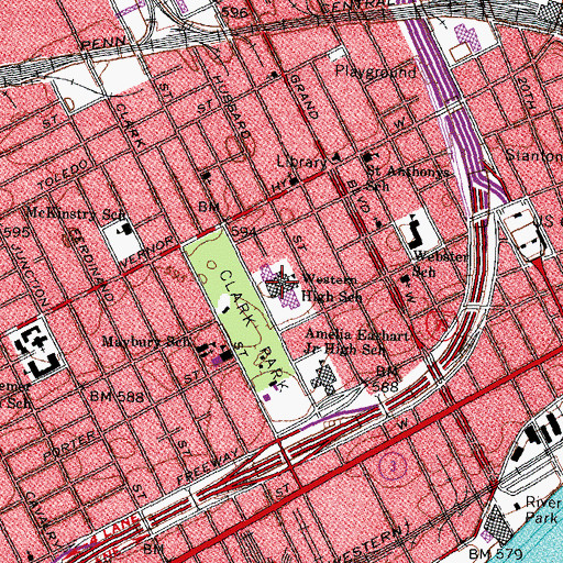 Topographic Map of Western High School, MI