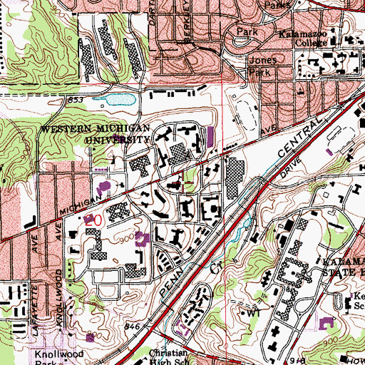 Topographic Map of Western Michigan University, MI