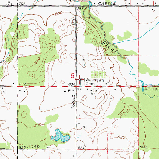 Topographic Map of Westlawn Cemetery, MI