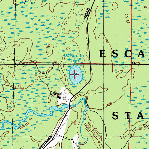 Topographic Map of Westman Lake, MI