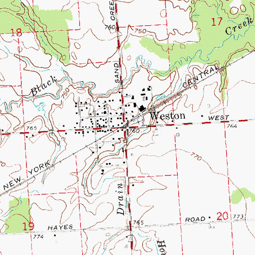 Topographic Map of Weston, MI