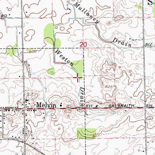 Topographic Map of Weston Drain, MI