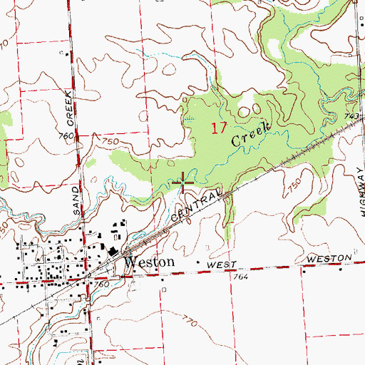 Topographic Map of Weston Drain, MI