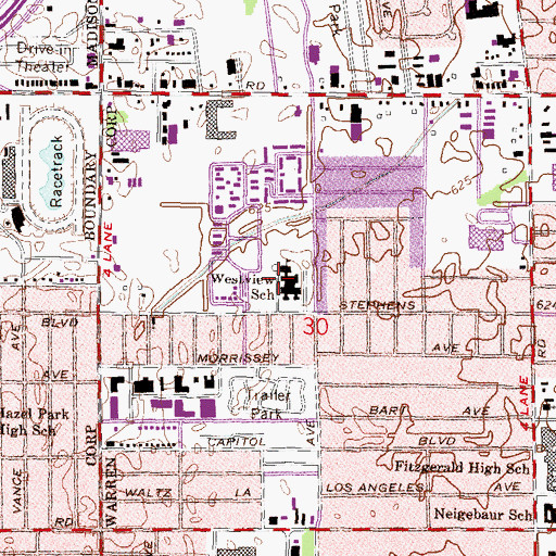Topographic Map of Westview School, MI