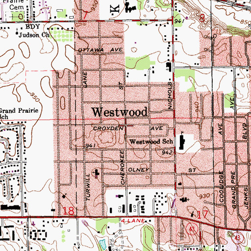 Topographic Map of Westwood, MI
