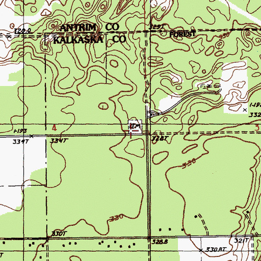 Topographic Map of Westwood Cemetery, MI