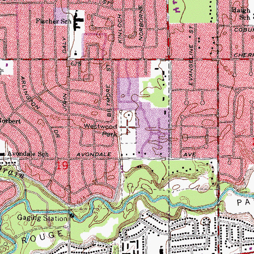 Topographic Map of Westwood Park, MI