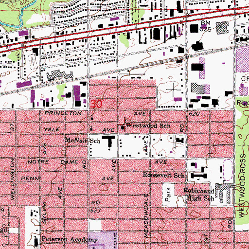 Topographic Map of Westwood School, MI