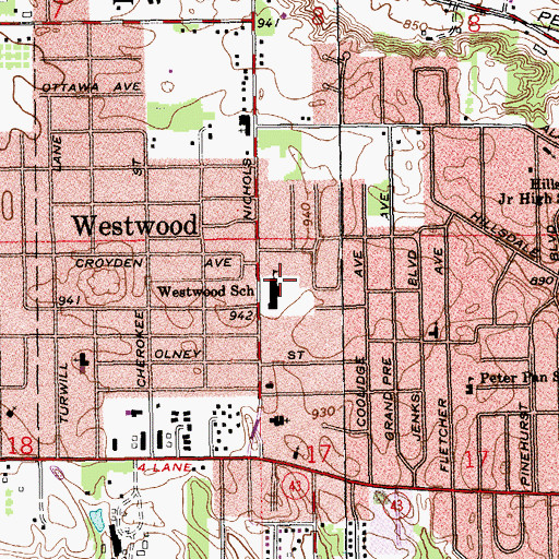 Topographic Map of King-Westwood School, MI