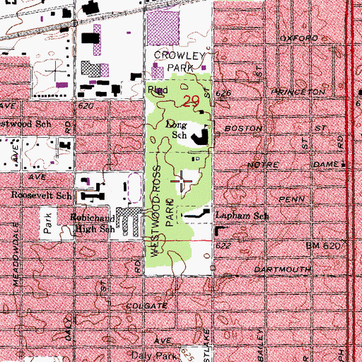 Topographic Map of Westwood-Ross Park, MI