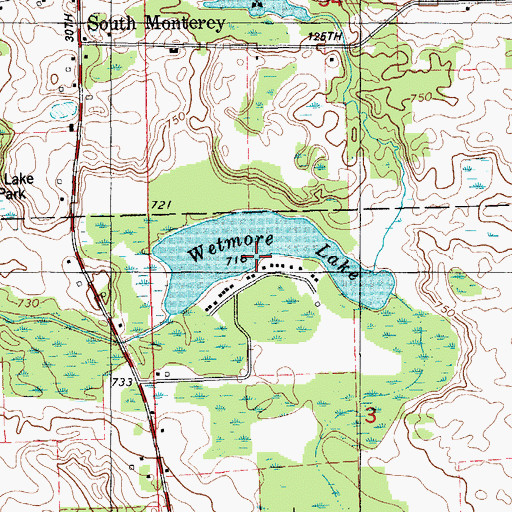 Topographic Map of Wetmore Lake, MI