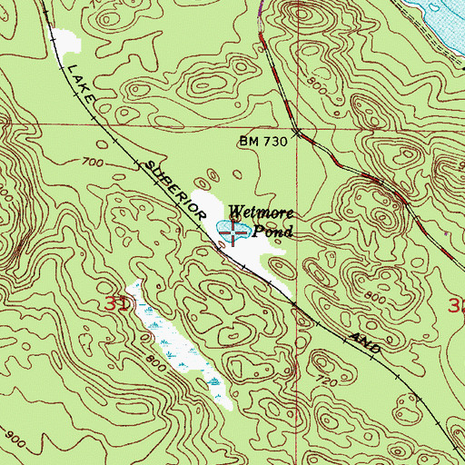 Topographic Map of Wetmore Pond, MI