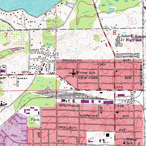 Topographic Map of Wever School, MI