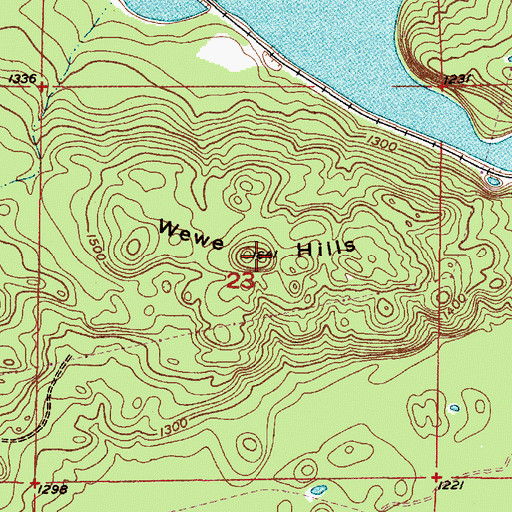 Topographic Map of Wewe Hills, MI