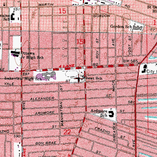 Topographic Map of Wheat School, MI