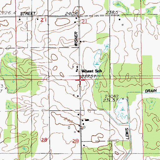 Topographic Map of Wheat School, MI
