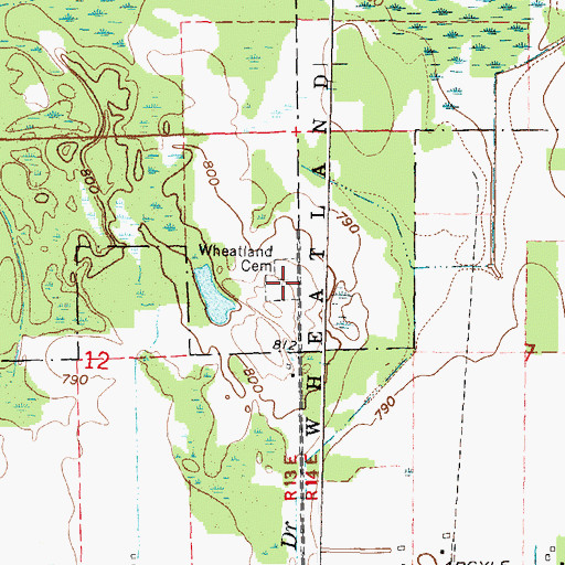 Topographic Map of Wheatland Cemetery, MI