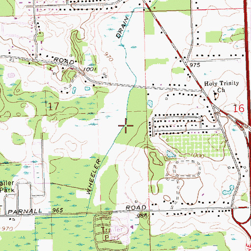 Topographic Map of Wheeler Drain, MI