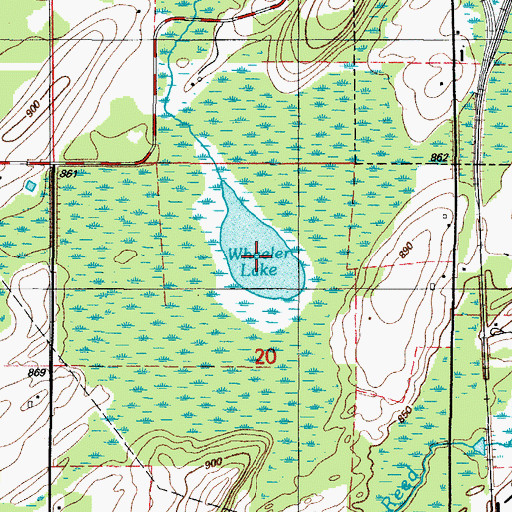 Topographic Map of Wheeler Lake, MI