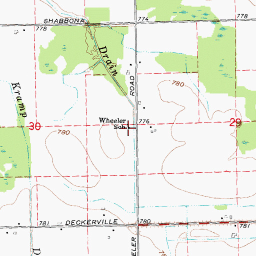 Topographic Map of Wheeler School, MI