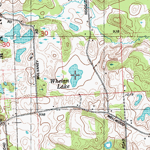 Topographic Map of Whelan Lake, MI