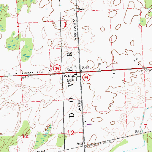 Topographic Map of Whig School, MI