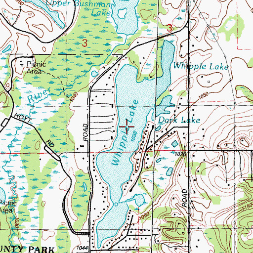 Topographic Map of Whipple Lake, MI