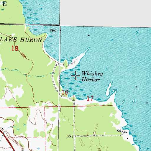 Topographic Map of Whiskey Harbor, MI
