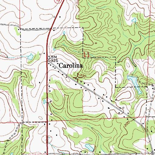 Topographic Map of Carolina Church, AL