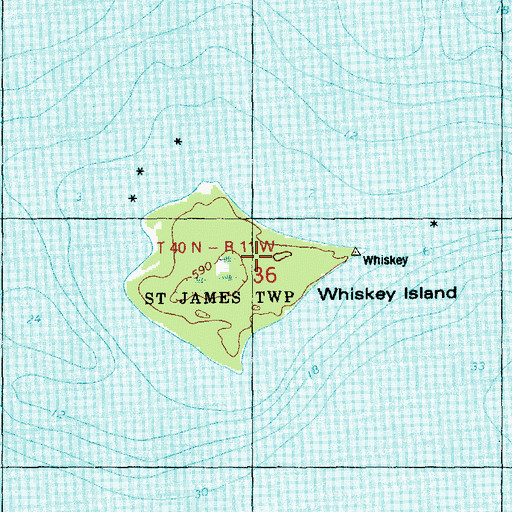 Topographic Map of Whiskey Island, MI