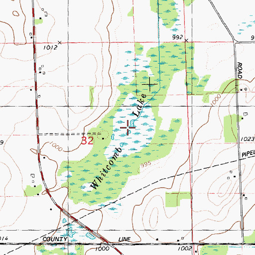 Topographic Map of Whitcomb Lake, MI
