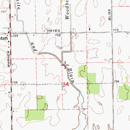 Topographic Map of White and Blain Drain, MI