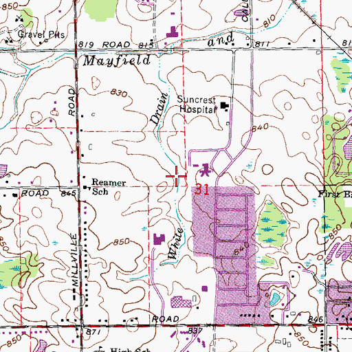 Topographic Map of White Drain, MI