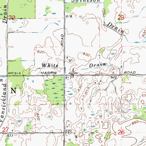 Topographic Map of White Drain, MI