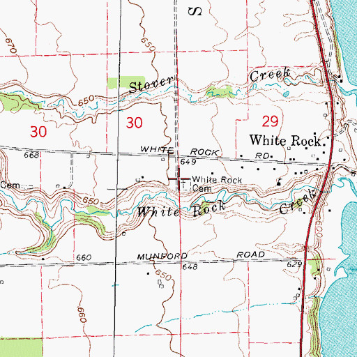 Topographic Map of White Rock Cemetery, MI