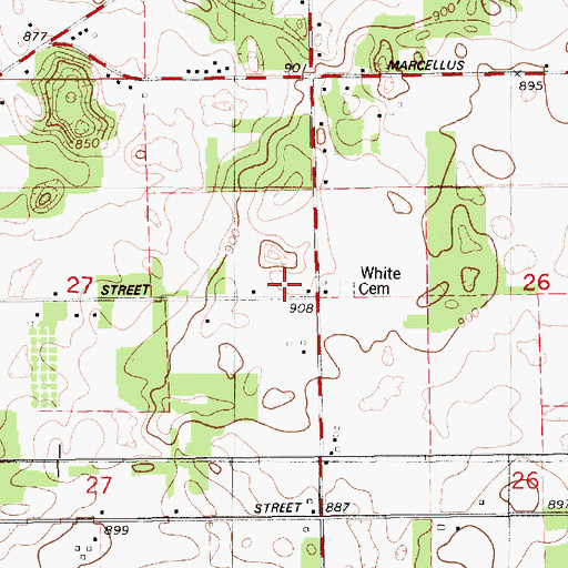 Topographic Map of White School, MI