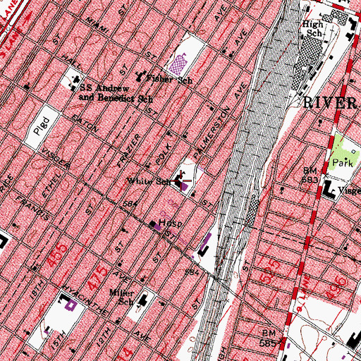 Topographic Map of White School, MI