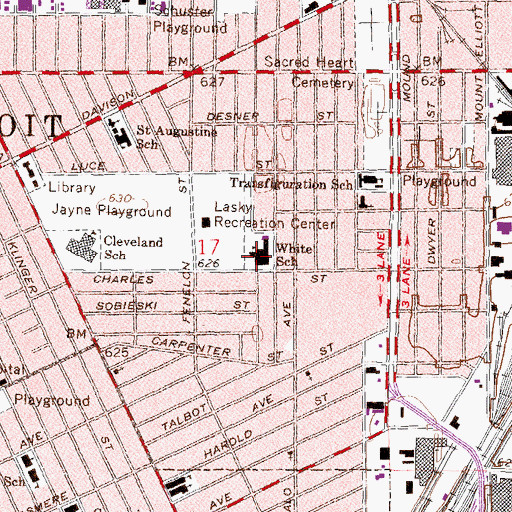 Topographic Map of White School, MI