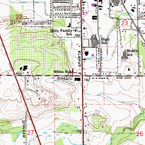 Topographic Map of White School, MI