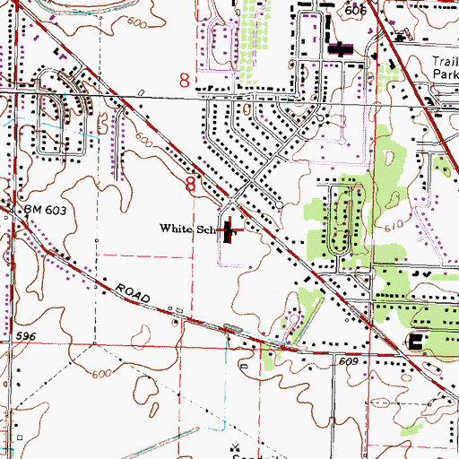 Topographic Map of White School, MI