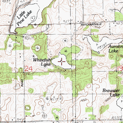 Topographic Map of Whitefish Lake, MI