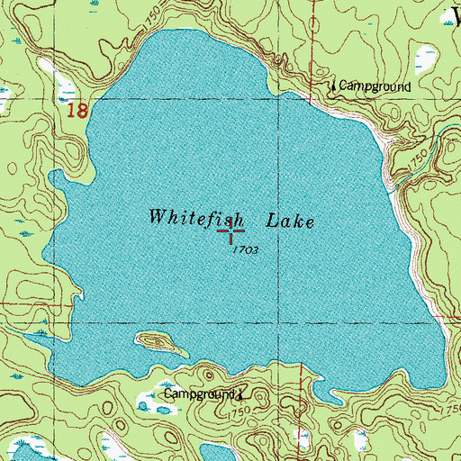 Topographic Map of Whitefish Lake, MI