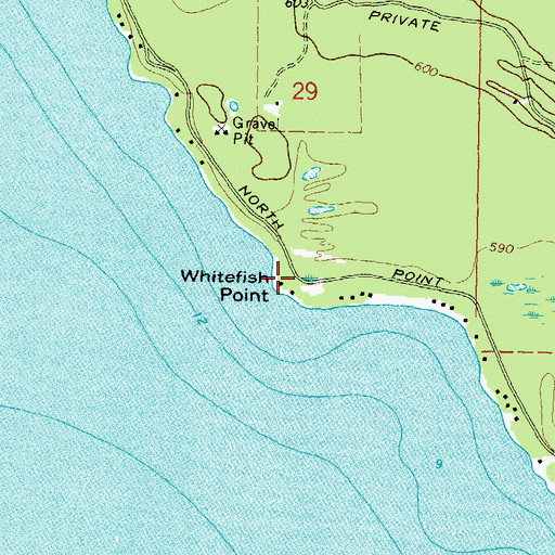 Topographic Map of Whitefish Point, MI
