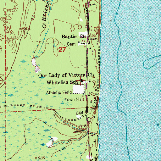 Topographic Map of Whitefish School, MI