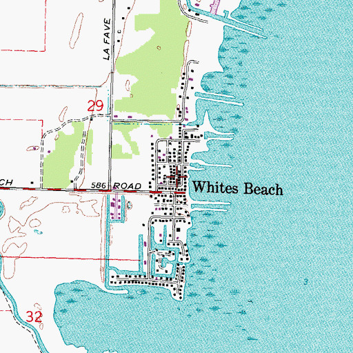 Topographic Map of Whites Beach, MI