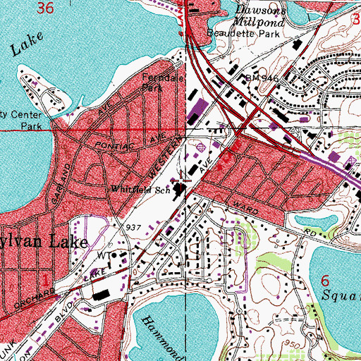 Topographic Map of Whitfield School, MI