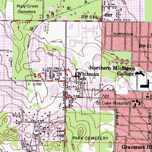 Topographic Map of Whitman School, MI