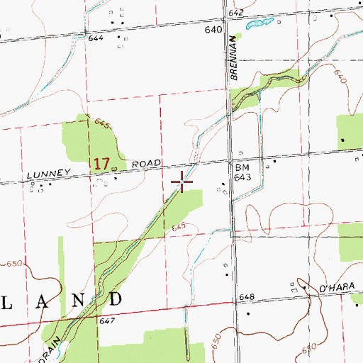 Topographic Map of Whitmore Drain, MI